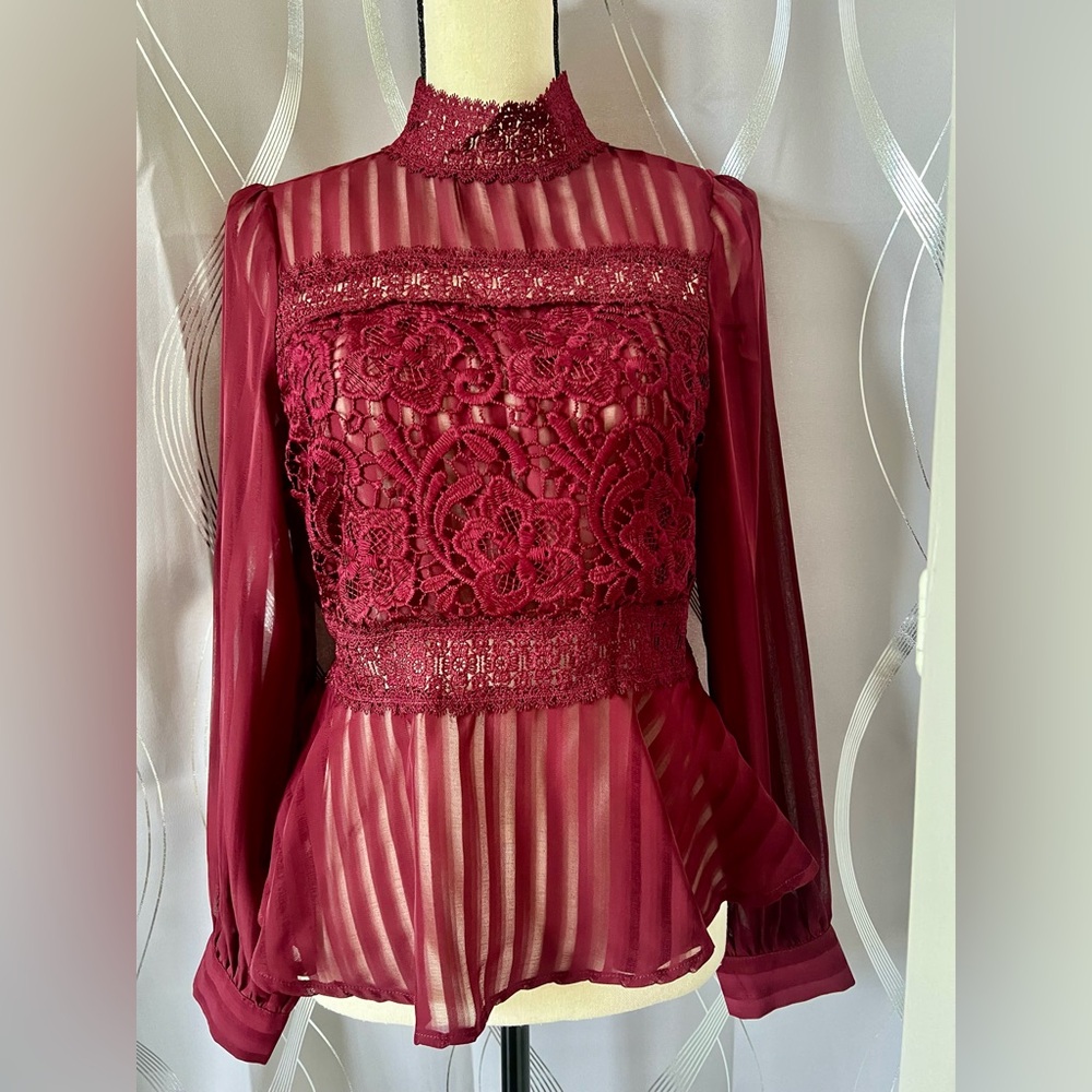 Haute Monde Red Embellished Peplum Blouse  I have a black one the same shape.
